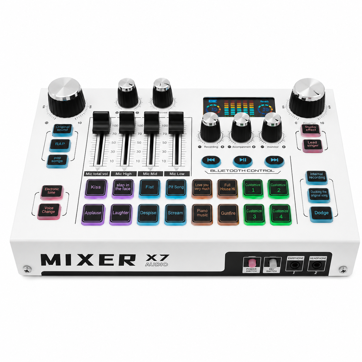 X7 PROFESSIONAL 48V MICROPHONE LIVE SOUND CARD LIVE BROADCAST AUDIO MIXER