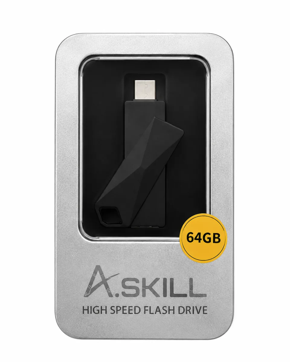 A.SKILL F379 PRO 64GB BLACK METEL PENDRIVE WITH OTG