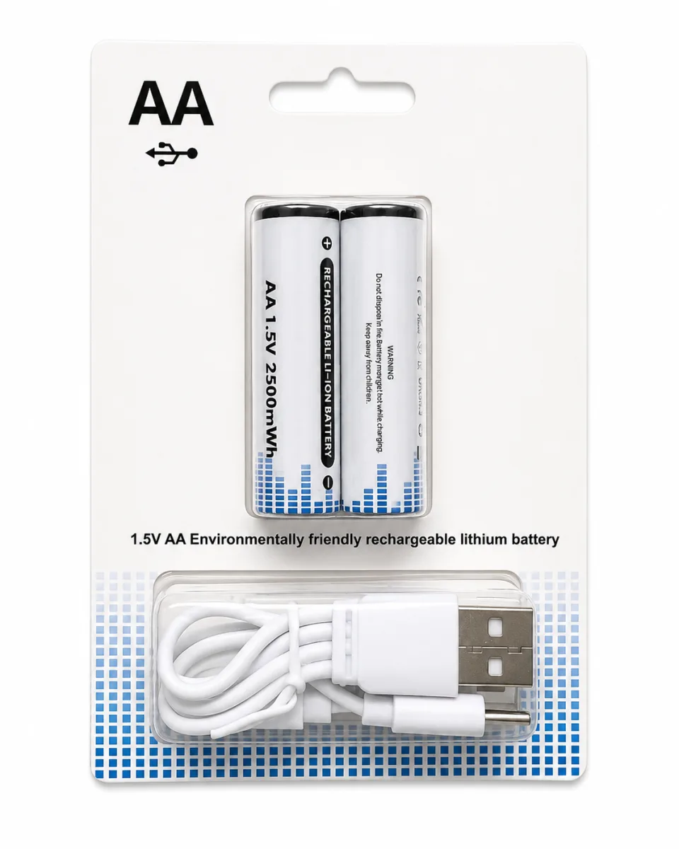 AA 1.5V USB TYPE-C RECHARGEBLE LI-ION BATTERY (2PCS BATTERY WITH CHARGING CABLE)