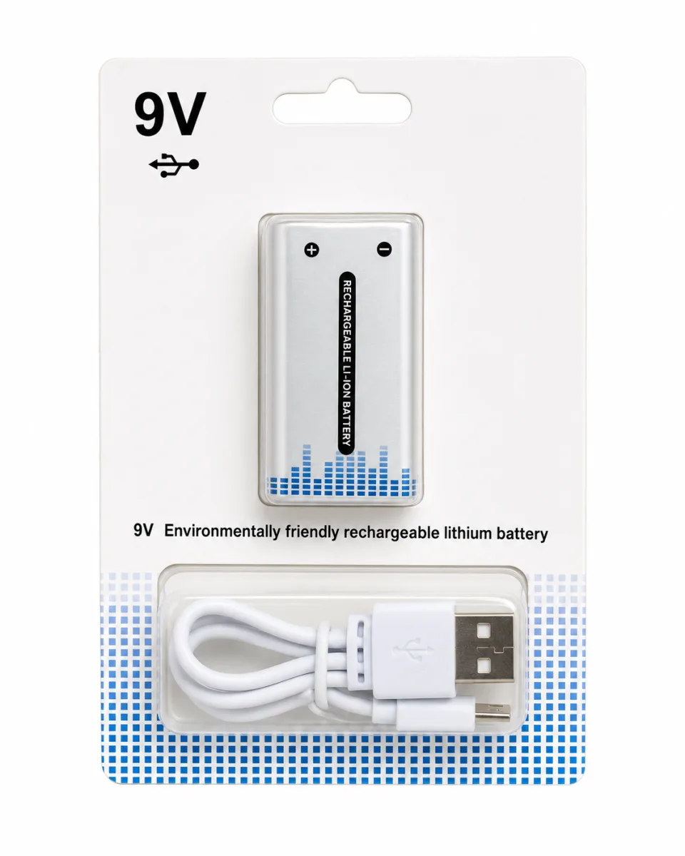 9V USB TYPE-C RECHARGEBLE LI-ION BATTERY (1PCS BATTERY WITH CHARGING CABLE)