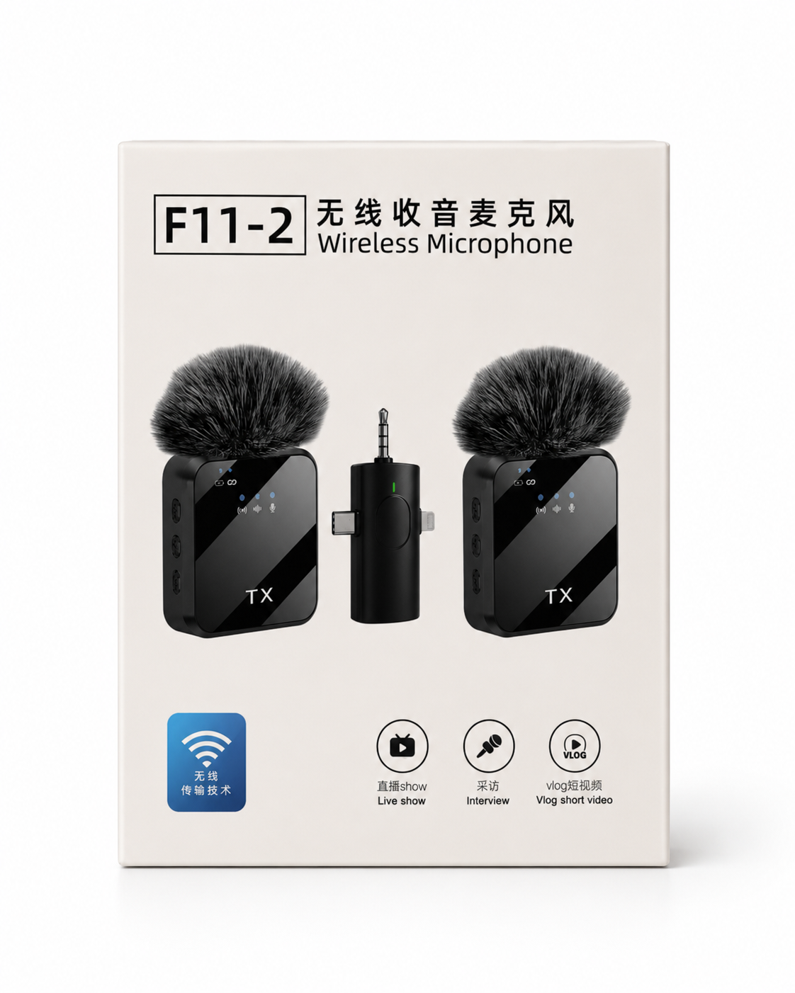 F11-2 WIRELESS COLLAR MICROPHONE FOR IPHONE/ANDROID/TYPE C