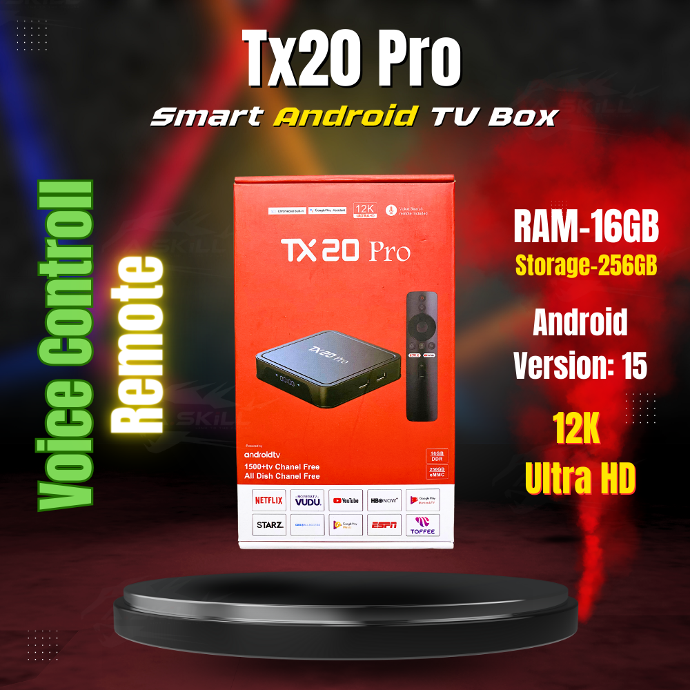 TX20 PRO CPU 4 CORE 12K UHD ANDRIOD TV BOX (RAM-16GB/ROM-256GB)